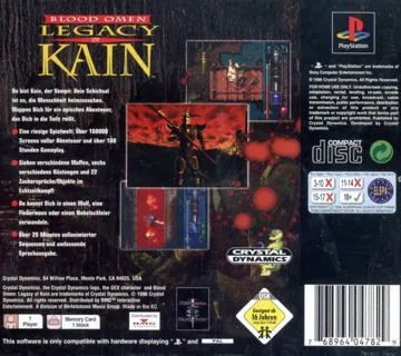 Blood Omen - Legacy of Kain (US) box cover back